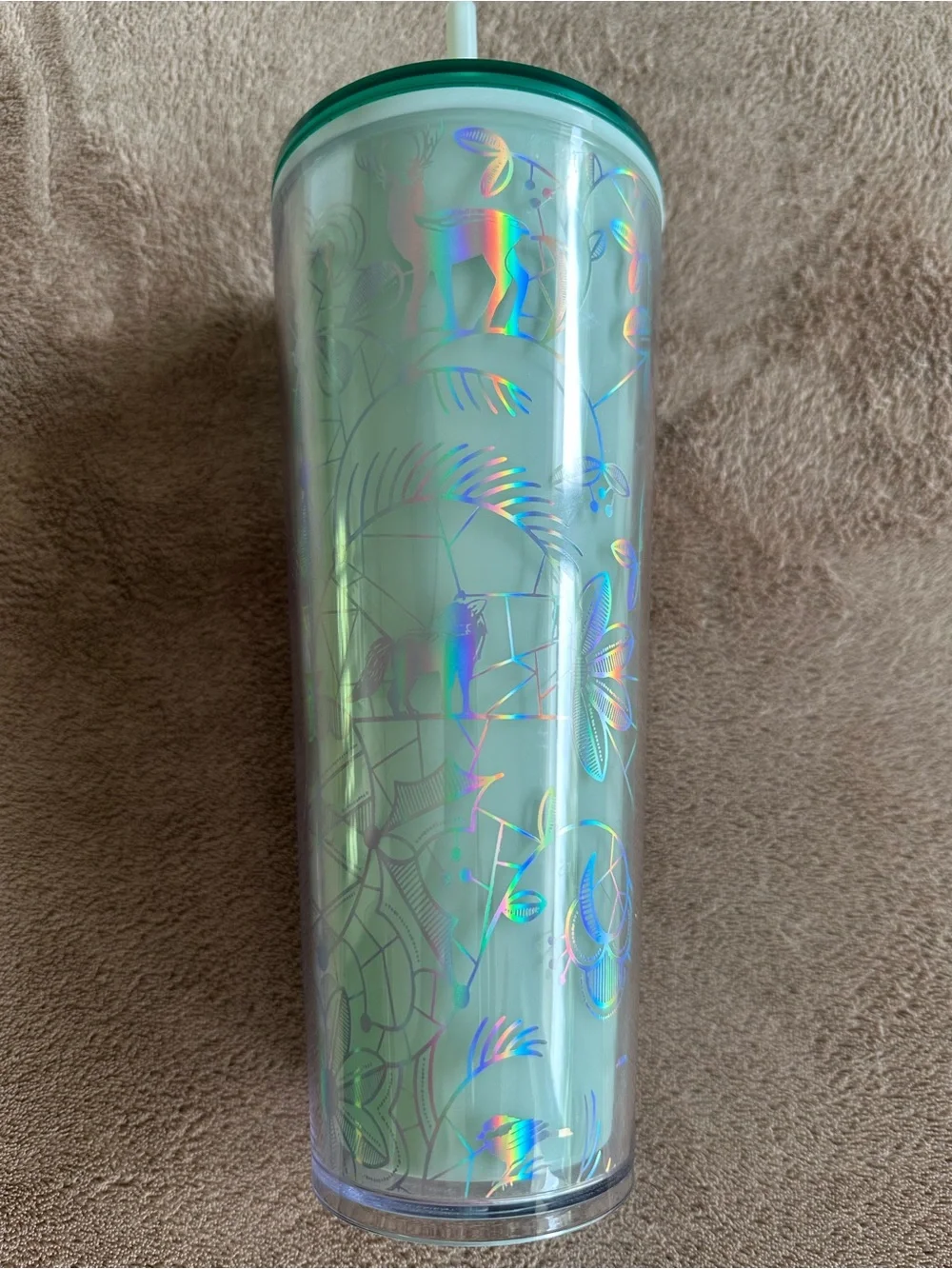 Starbucks 2022 holiday mint winter woodland color change tumbler 24 oz. NWT.